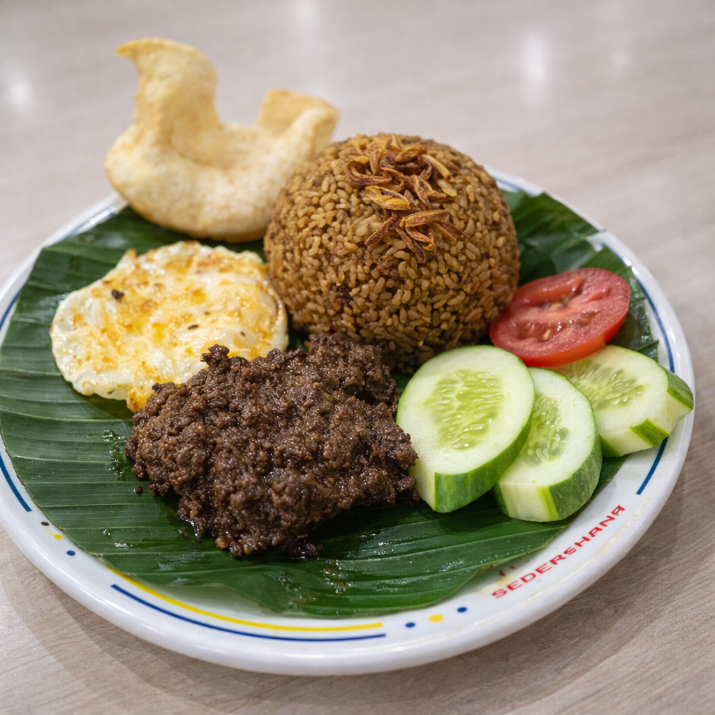 Nasi Goreng Bumbu Rendang + Rendang